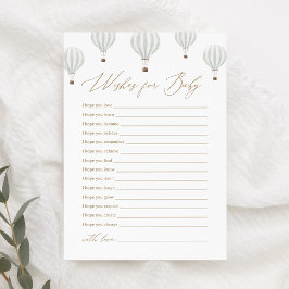 Groene Hete Luchtballon Baby shower Wensen voor Ba Kaart