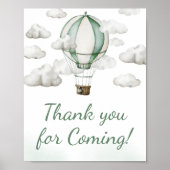 Groene Hete Luchtballon Dank u voor het komen Poster (Voorkant)