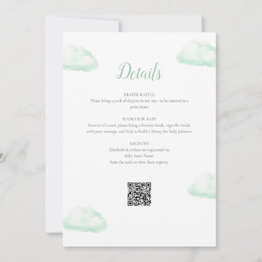 Groene hete luchtballon meisje alles in één Baby s Kaart (Achterkant)