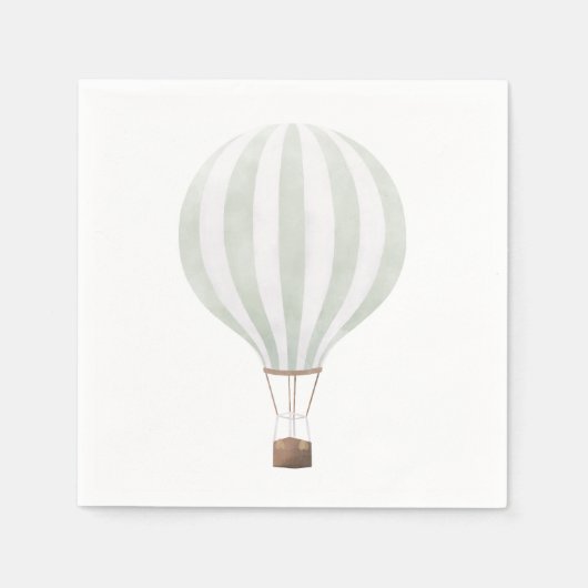 Groene Hete Luchtballon Papier Servet (Voorkant)