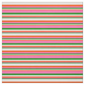 Groene, Hete Roze, Rode & Mint Cream Stripes Stof (Swatch)