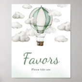 Groene heteluchtballon Baby shower gunsten Poster (Voorkant)
