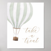 Groene heteluchtballon Baby shower Neem een trakta Poster (Voorkant)