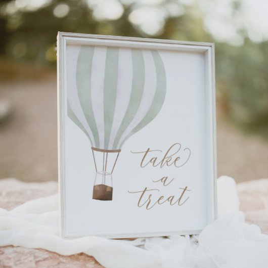Groene heteluchtballon Baby shower Neem een trakta Poster