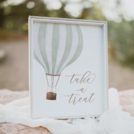 Groene heteluchtballon Baby shower Neem een trakta Poster