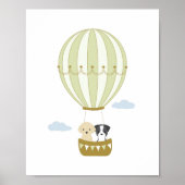 Groene heteluchtballon met Puppies kwekerij Poster (Voorkant)