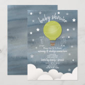Groene heteluchtballon + Sterren Neutraal Baby sho Kaart (Voorkant / Achterkant)