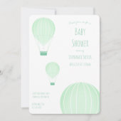 Groene heteluchtballon | Uitnodiging voor Baby sho (Voorkant)