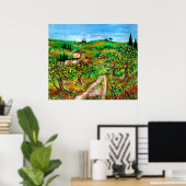 Groene heuvels en olijfbomen in de Toscane Landsch Poster (Thuiskantoor)