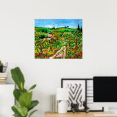 Groene heuvels en olijfbomen landschap Toscane Poster (Thuiskantoor)
