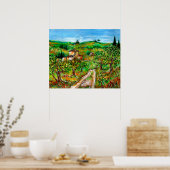 Groene heuvels en olijfbomen landschap Toscane Poster (Keuken)