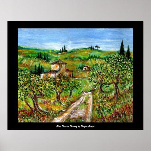 Groene heuvels en olijfbomen landschap Toscane Poster (Voorkant)