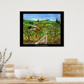 Groene heuvels en olijfbomen landschap Toscane Poster (Keuken)