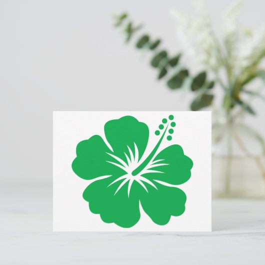 Groene hibiscus bloem briefkaart (Staand voorkant)