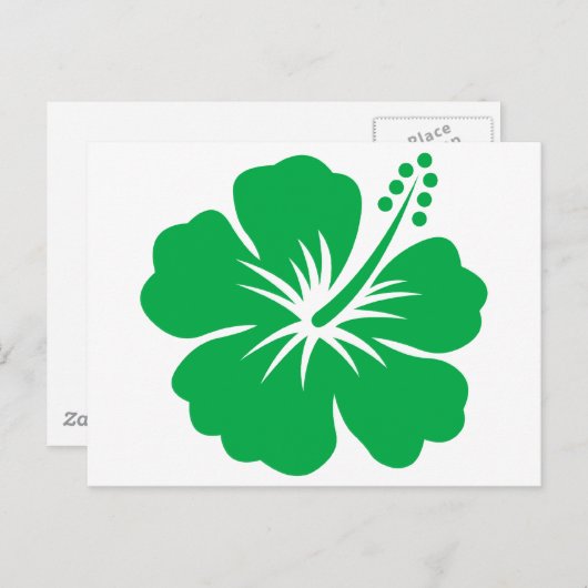 Groene hibiscus bloem briefkaart (Voorkant / Achterkant)