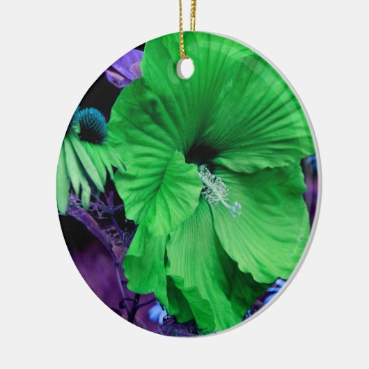 Groene Hibiscus Bloem Ornament (Links)