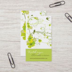 Groene Hibiscus Swallow Birds Elegant Floral Garde Visitekaartje