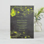 Groene Hibiscus Swallows Floral Chalkboard Wedding Kaart (Staand voorkant)