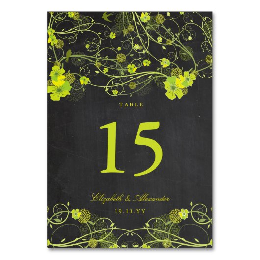 Groene Hibiscus Swallows Floral Chalkboard Wedding Kaart (Achterkant)