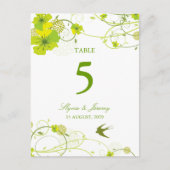 Groene Hibiscus Swirls & Swallows Floral Wedding Briefkaart (Voorkant)