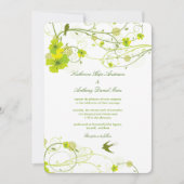 Groene Hibiscus Swirls & Swallows Floral Wedding Kaart (Voorkant)