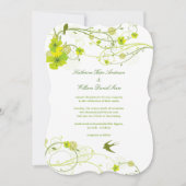 Groene Hibiscus Swirls & Swallows Floral Wedding Kaart (Voorkant)