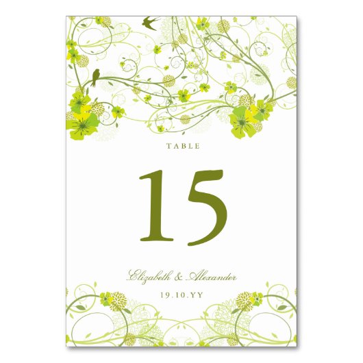 Groene Hibiscus Swirls & Swallows Floral Wedding Kaart (Achterkant)