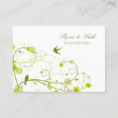 Groene Hibiscus Swirls & Swallows Floral Wedding Plaatskaartje (Achterkant)