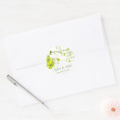Groene Hibiscus Swirls & Swallows Floral Wedding Ronde Sticker (Envelop)