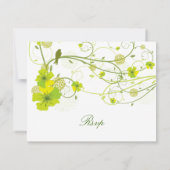 Groene Hibiscus Swirls & Swallows Floral Wedding RSVP Kaartje (Achterkant)