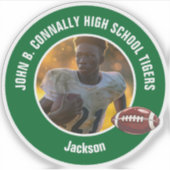 Groene High School Football Player Foto Laptop Sticker (Voorkant)