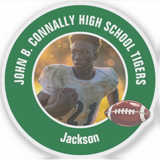Groene High School Football Player Foto Laptop Sticker (Voorkant)