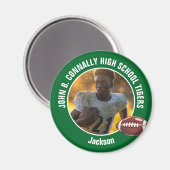 Groene High School Football Speler Foto Magneet (Voorkant / Achterkant)