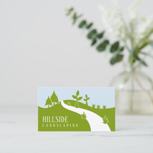 Groene Hillside Landscaping Vector Landschap Visitekaartje (Staand voorkant)