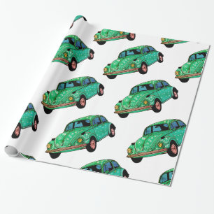 Groene hippie auto mandala inpakpapier
