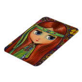 Groene Hippie Meisje Doll Flower Power Vrede Magneet (Linkerzijde)