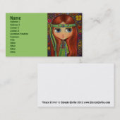 Groene Hippie met vredesbordhoofdband Visitekaartje (Voorkant / Achterkant)