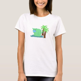 Groene Hippo in het water T-shirt