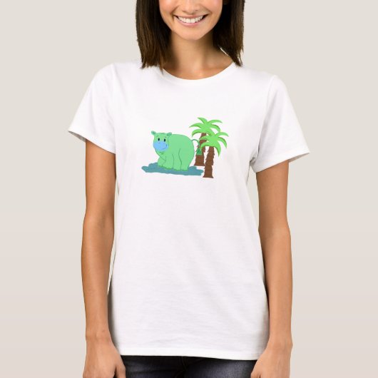 Groene Hippo in het water T-shirt (Voorkant)