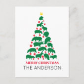 Groene Hippo Kerstboom Rode Poot Briefkaart (Voorkant)