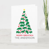 Groene Hippo Kerstboom Rode Poot Kaart (Voorkant)