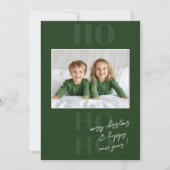 Groene Ho Ho Ho Ho en Kerstfoto Kaart (Voorkant)