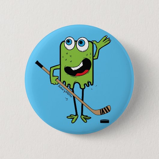 Groene Hockey Monster Flare Ronde Button 5,7 Cm (Voorkant)