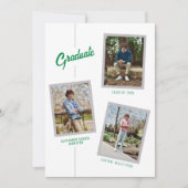 Groene hoekige vier-foto Afstuderen aankondiging (Voorkant)