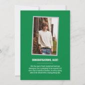 Groene hoekige vier-foto Afstuderen aankondiging (Achterkant)