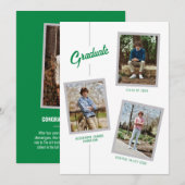 Groene hoekige vier-foto Afstuderen aankondiging (Voorkant / Achterkant)