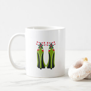 Groene Hoge Hakken met Candy Canes Koffiemok