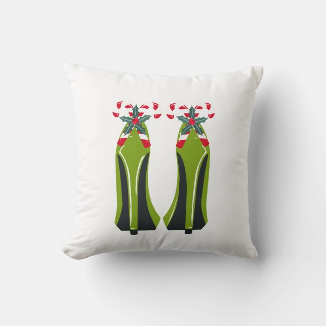 Groene Hoge Hakken met Candy Canes Kussen (Voorkant)
