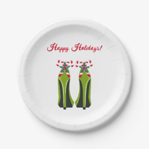 Groene Hoge Hakken met Candy Canes Papieren Bordje
