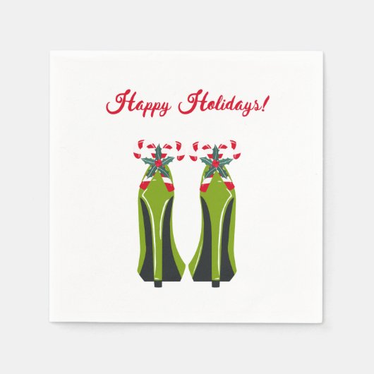 Groene Hoge Hakken met Candy Canes Servet (Voorkant)